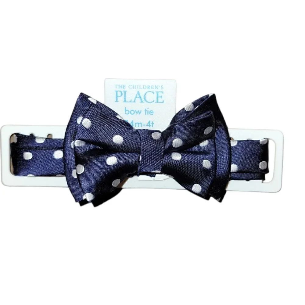 NWT Boys Navy Blue and White Polka-dot Bow Tie 24M-4T